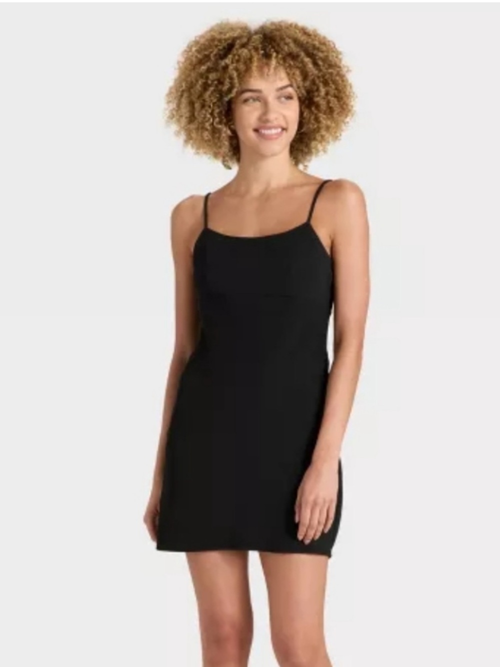 A New Day Crepe Mini Black Spaghetti Strap Tailored Slip Dress Medium | NWT